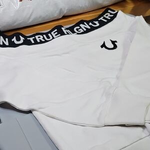True Religion Off-shoulder White Sweatshirt